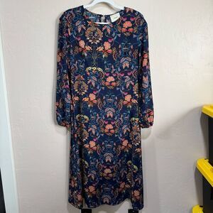 I. Madeline Anthropologie Dress Garden Splendor small Midi A Line Boho Floral